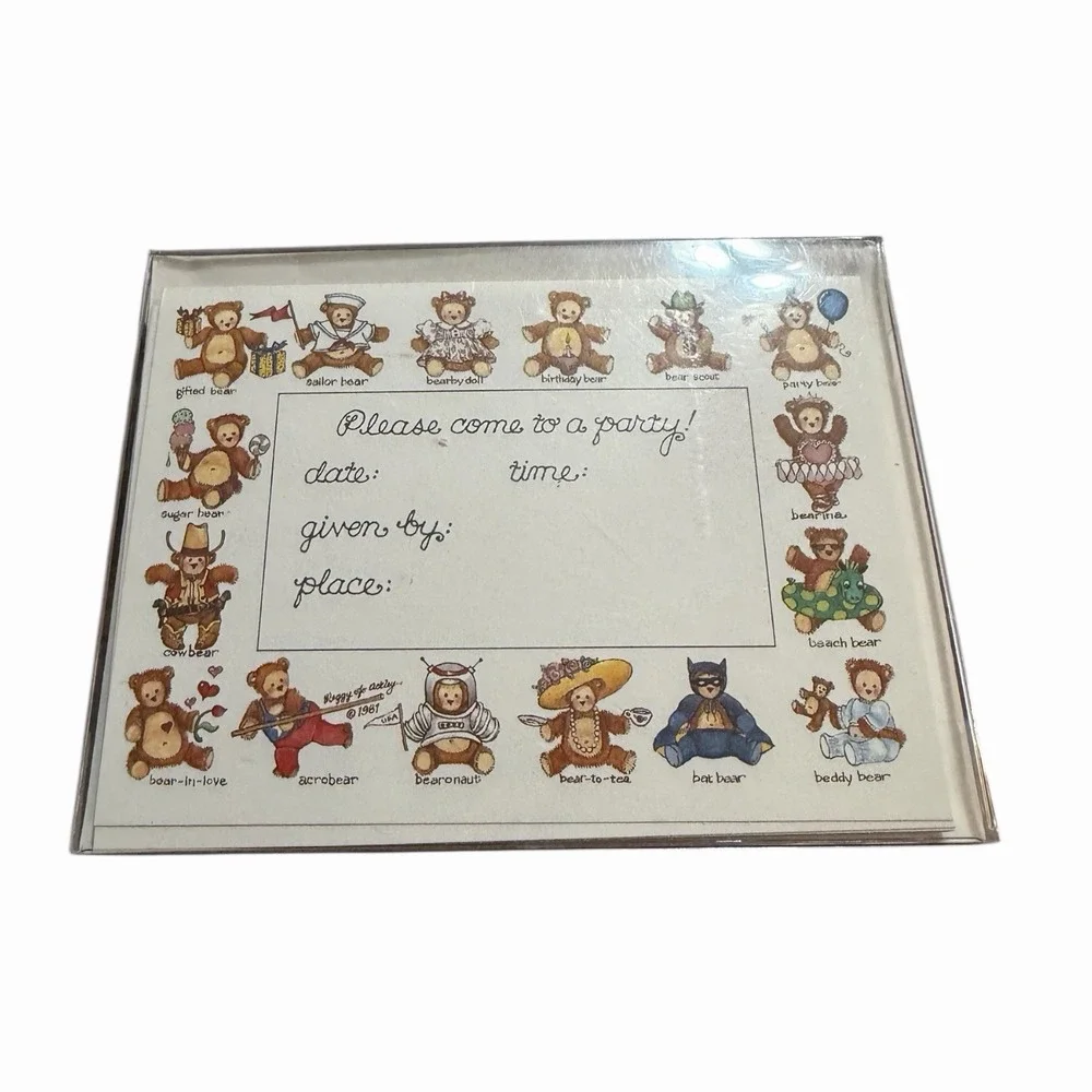 Vintage Bear-Themed‎ Party Invitations by Joan Walsh Anglund Unopened pack of 10